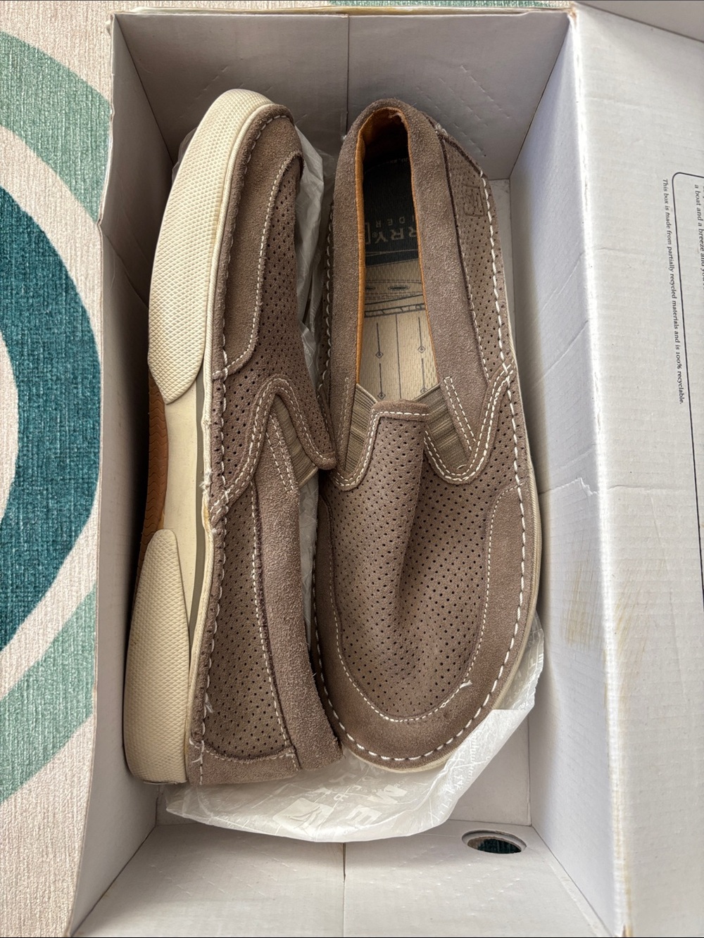 Sperry Men’s Perforated Slip-On Loafers in Taupe